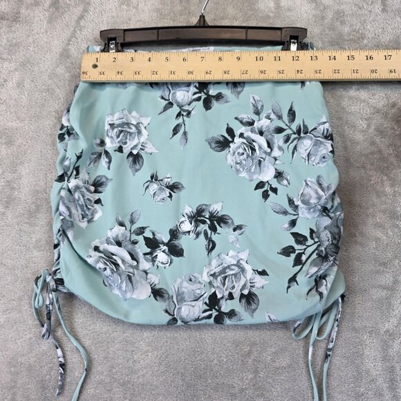 Windsor Skirt Womens XS Floral Rose Print Ruched Mini Side Tie Made in USA - Picture 2 of 8